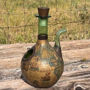 Vintage Italian Smith Old World Decanter Ice Chamber leather Mid century bottle